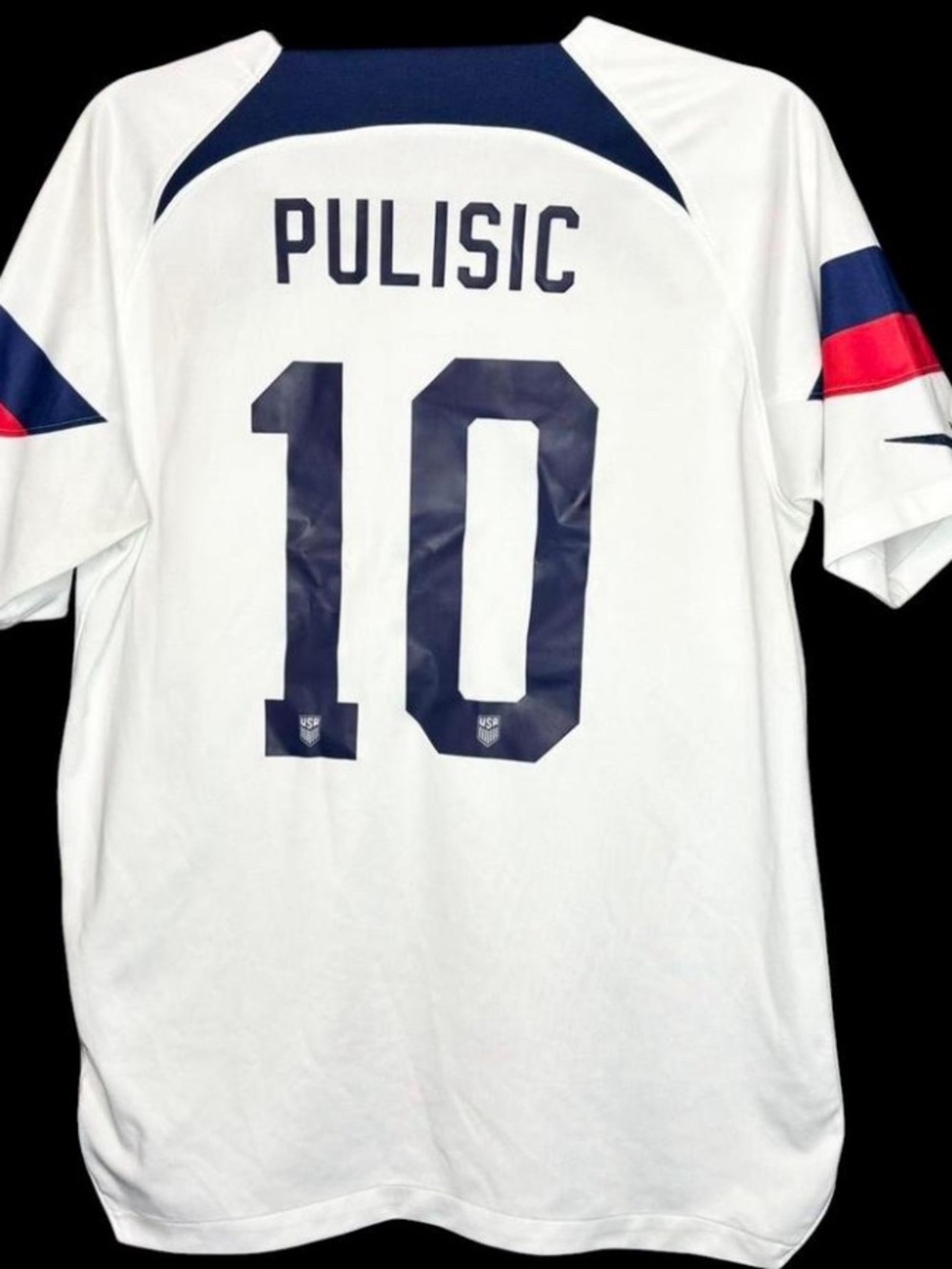 Nike White Navy Red Pulisic #10 Soccer Jersey